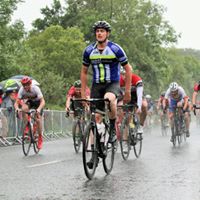 Chris Lappin crossing the line in 4th place in atrocious conditions at the end of Stage 1