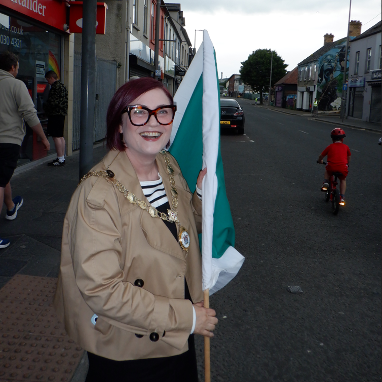 Ards and North Down deputy mayor Vicky Moore waved them on their way